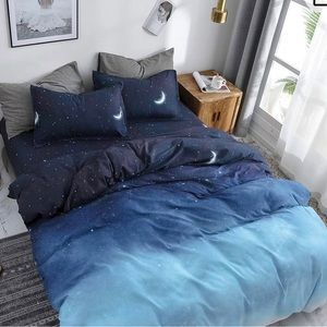 HYPREST Duvet Cover Full Queen Star Moon Galaxy Patterned